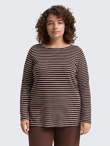TOM TAILOR PLUS Langarmshirt T-Shirt Plus Size - Langarmshirt mit Streifenm günstig online kaufen