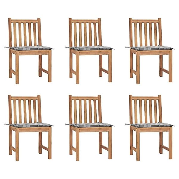 vidaXL Gartenstühle 6 Stk mit Kissen Massivholz Teak 3073129 günstig online kaufen