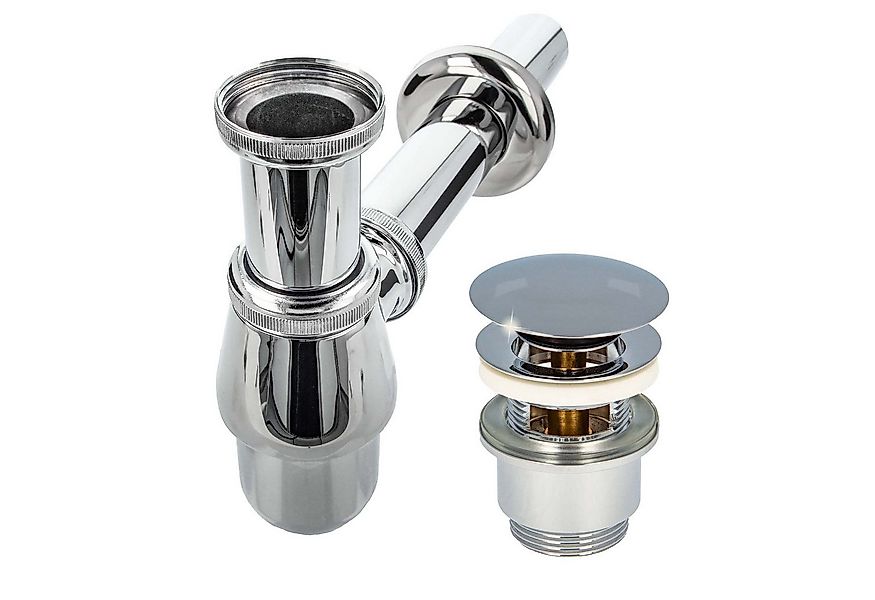 tecuro Siphon Siphon mit Pop Up Ablaufventil verchromt - Universal für Wasc günstig online kaufen