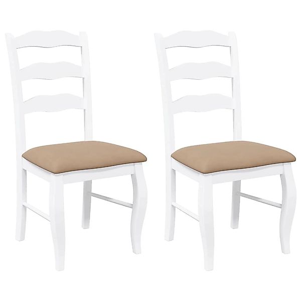 vidaXL Esszimmerstühle mit Kissen 2 Stk Weiß Massivholz Gummibaum 4102498 günstig online kaufen