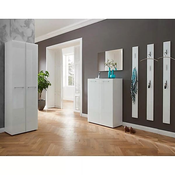 Lomadox Garderoben-Komplett-Set ORLANDO-01, 6-teilig, Glasfront weiß, B x H günstig online kaufen