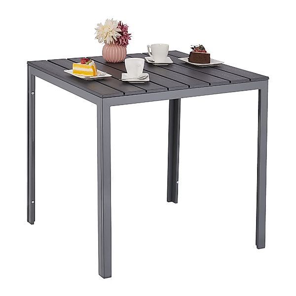 relaxdays Gartentisch Grauer Gartentisch in Holzoptik günstig online kaufen