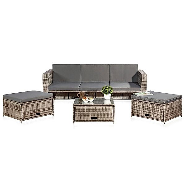 Feel2Home Garten-Essgruppe Polyrattan Lounge Rattanmöbel Sitzgruppe günstig online kaufen