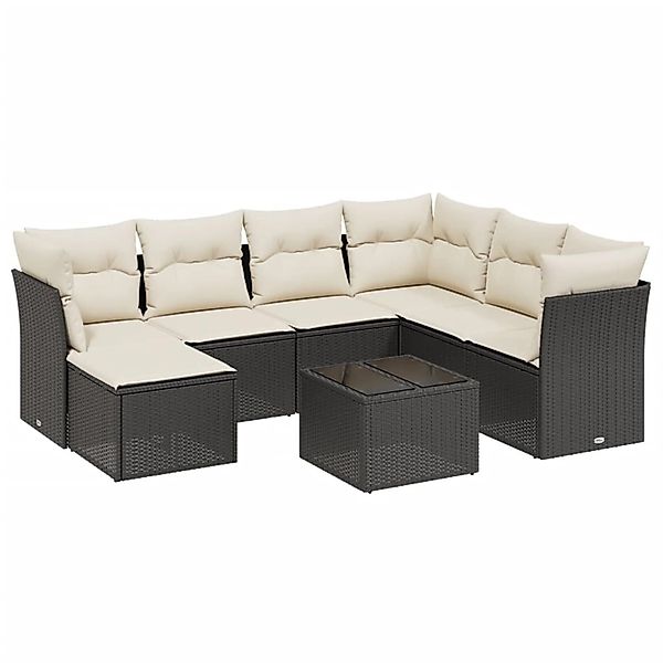 vidaXL 8-tlg Garten-Sofagarnitur mit Kissen Schwarz Poly Rattan Modell 159 günstig online kaufen