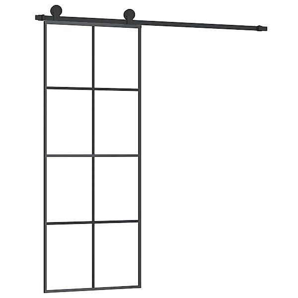vidaXL Schiebetür mit Beschlag 76x205 cm ESG-Glas & Aluminium 3152139 günstig online kaufen