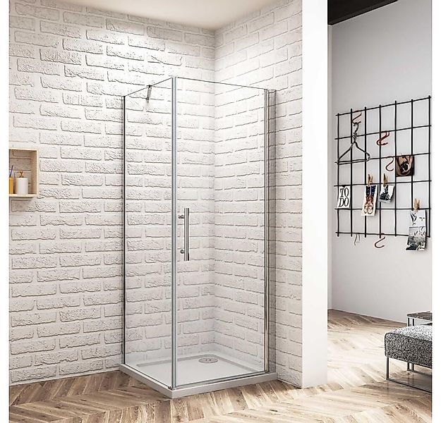 Duschparadies Eckdusche H:185cm Pendeltür mit Seitenwand Stabilstange Dusch günstig online kaufen