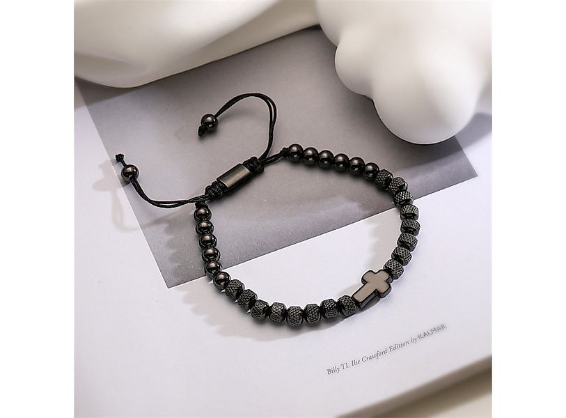 KARMA Edelstahlarmband Herren Armband Edelstahl Kreuz Schwarz Silber oder G günstig online kaufen