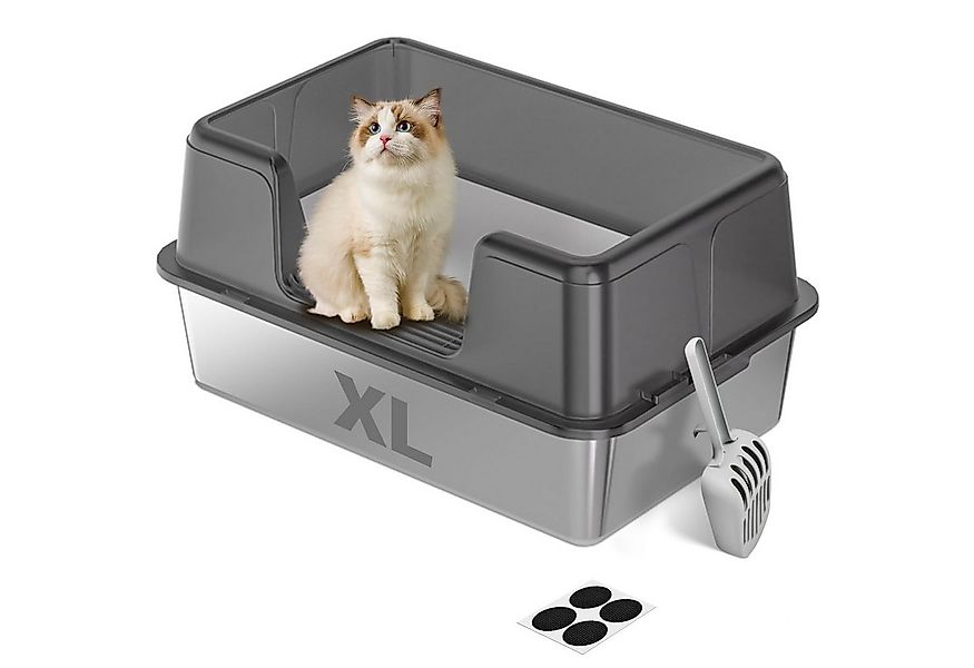 SURFOU Katzentoilette Katzenklo Edelstahl xxl, Halb-Offen Katzentoilette Ho günstig online kaufen