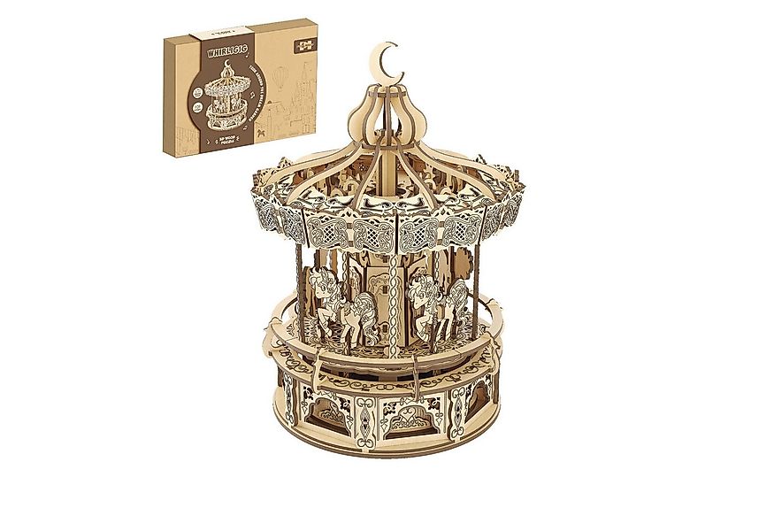 Esun 3D-Puzzle 3D Puzzle Holz Karussell, Laser-Cut Modellbausatz für Erwach günstig online kaufen