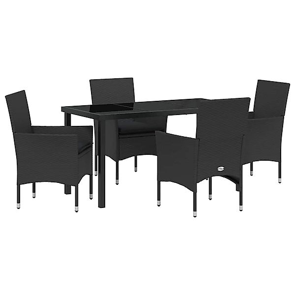 vidaXL Garten Essgruppe mit Kissen 5-Tlg Schwarz Poly Rattan 3379774 günstig online kaufen