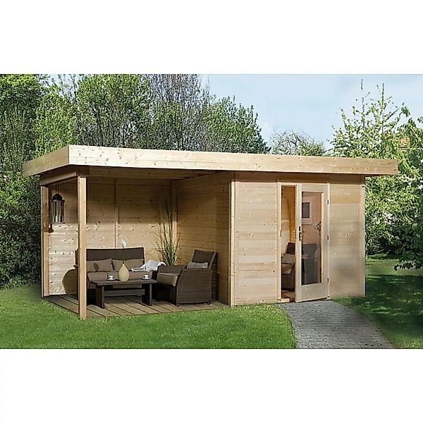 Holz-Gartenhaus Florenz Flachdach Unbehandelt 530 cm x 314 cm günstig online kaufen