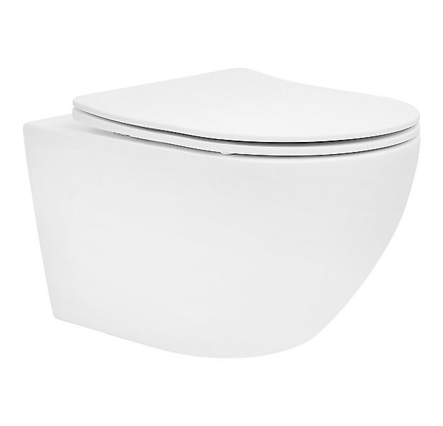 LuxeBath Tiefspül-WC Spülrandloses Hänge WC Keramik mit WC-Sitz abnehmbar S günstig online kaufen