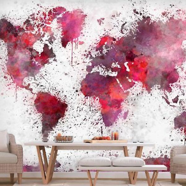 artgeist Fototapete World Map: Red Watercolors rot-kombi Gr. 150 x 105 günstig online kaufen