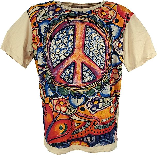 Guru-Shop T-Shirt Mirror T-Shirt - Peace beige Festival, alternative Beklei günstig online kaufen