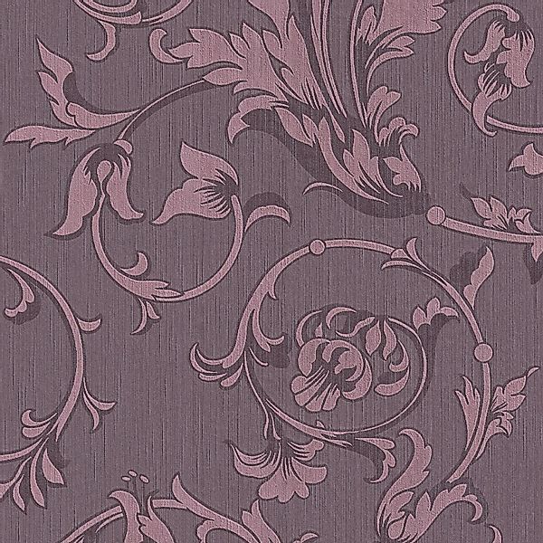 PROFHOME 956335-GU Textiloptik Tapete Blumen Matt Violett 0,53 m x 10,05 m günstig online kaufen