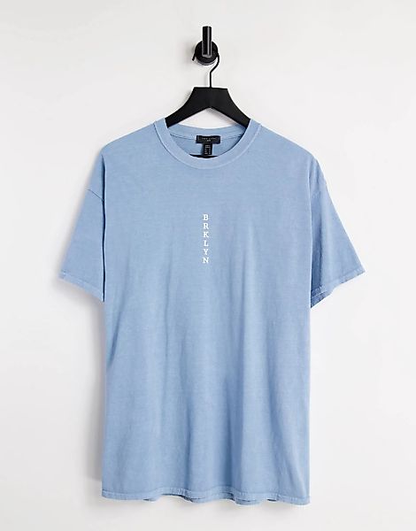 New Look – Oversize-T-Shirt in Blau mit „Brooklyn“-Schriftzug günstig online kaufen