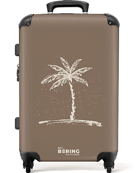 NoBoringSuitcases.com© Hartschalen-Trolley Braun mit beiger Palme günstig online kaufen