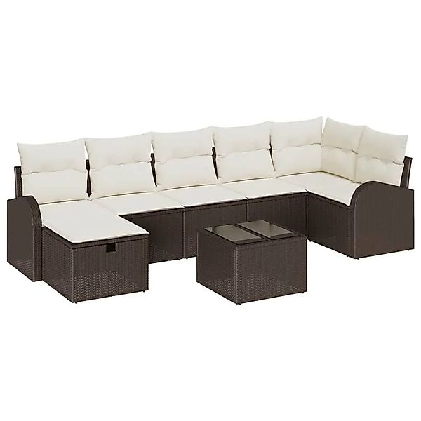 vidaXL Sofa Set mit Kissen mit Speicher Braun und Creme Poly-Rattan 3359107 günstig online kaufen
