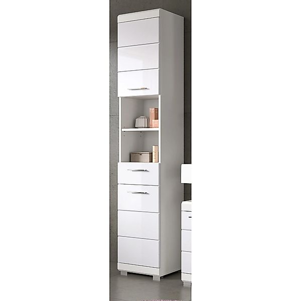 Inn.Furn Badezimmer Hochschrank in Weiß Hochglanz 37 x 191 cm Shawn günstig online kaufen
