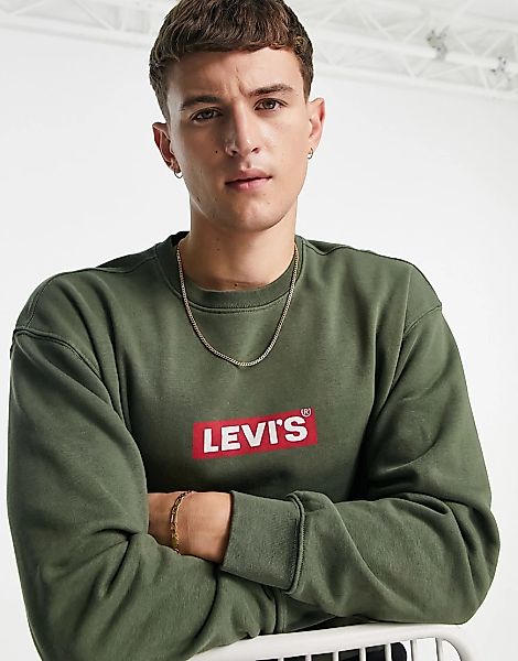 Levi's – Locker geschnittenes Sweatshirt in Grün mit Logobox günstig online kaufen