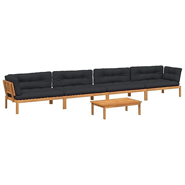 vidaXL Loungesofa 5-tlg. Garten-Sofagarnitur aus Paletten mit Kissen nholz, günstig online kaufen