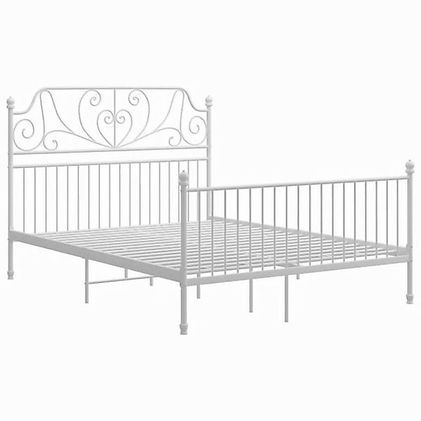 vidaXL Bettgestell Bettgestell Weiß Metall 160x200 cm Bett Bettrahmen Bettg günstig online kaufen