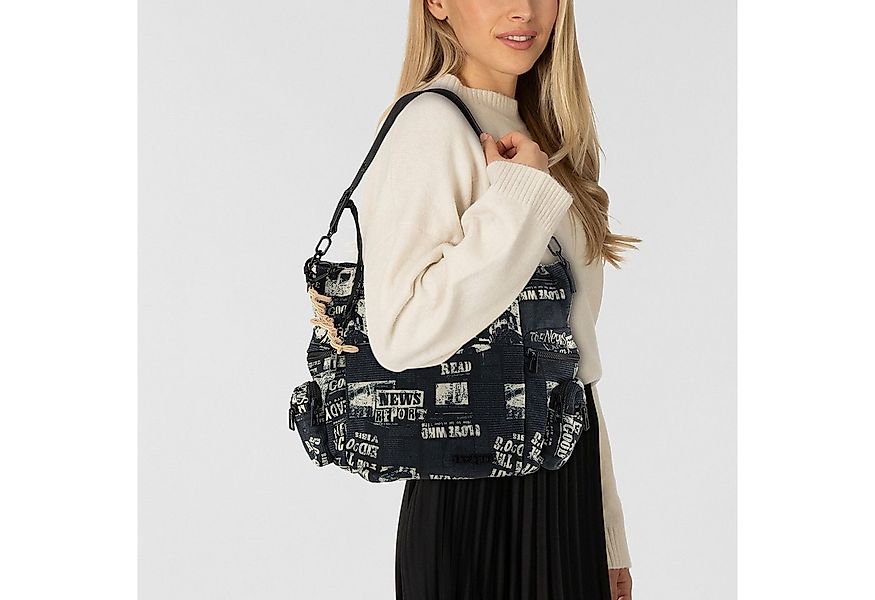 Desigual Schultertasche Newspaper, Baumwolle günstig online kaufen