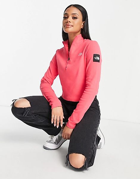 The North Face – Black Box – Langärmliges Shirt in Rosa mit kurzem Reißvers günstig online kaufen