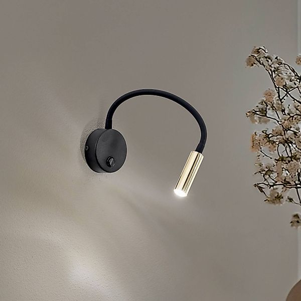 Wandleuchte Lagos, schwarz/gold, 45 cm, Leselampe, G9 günstig online kaufen