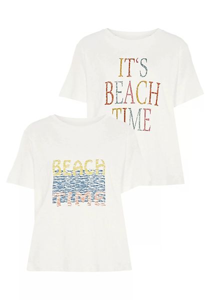 Beachtime T-Shirt (Packung, 2-tlg) mit zwei verschiedenen Drucken günstig online kaufen