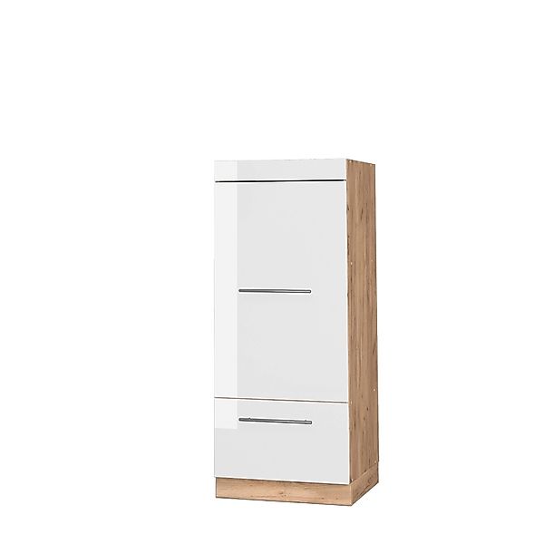 Vicco Mikrowellenumbauschrank Fame-Line, Weiß Hochglanz/Goldkraft Eiche, günstig online kaufen
