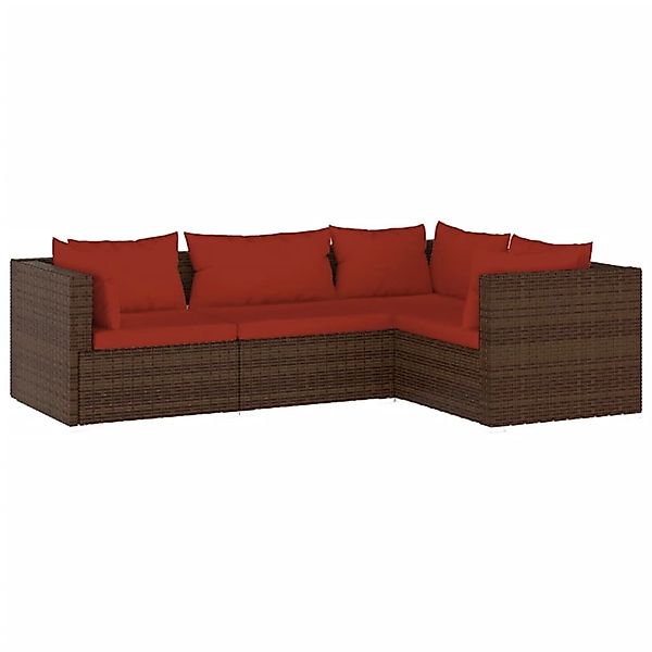 vidaXL 4-tlg Garten-Lounge-Set mit Kissen Poly Rattan Braun Modell 16 günstig online kaufen