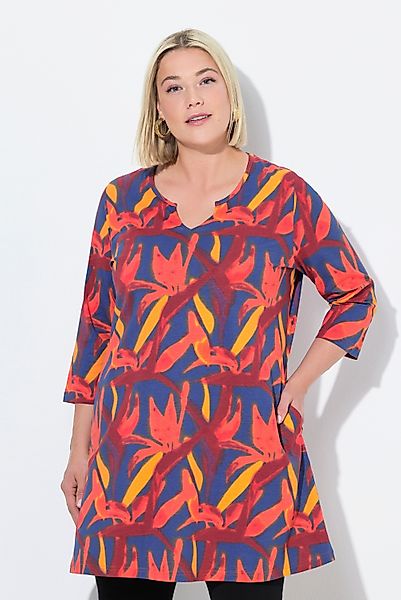 Ulla Popken Longshirt Longshirt A-Linie Tunika-Ausschnitt günstig online kaufen