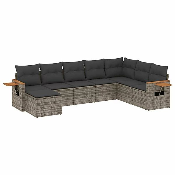 vidaXL 8-tlg Garten-Sofagarnitur mit Kissen Grau Poly Rattan Modell 129 günstig online kaufen