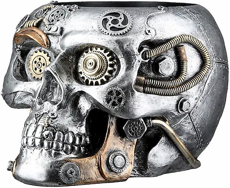 GILDE Übertopf »Übertopf Totenschädel Steampunk Skull planter silberfarben günstig online kaufen