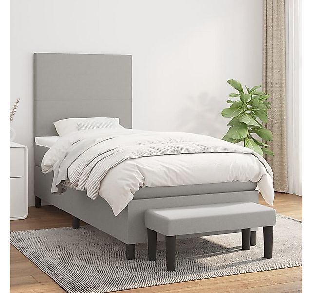 vidaXL Boxspringbett Boxspringbett mit Matratze Hellgrau 90x200 cm Stoff Be günstig online kaufen