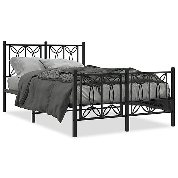 vidaXL Bettgestell mit Kopf- und Fußteil Metall Schwarz 120x190 cm 376143 günstig online kaufen