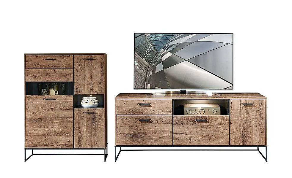 uno Wohnkombination  New York ¦ holzfarben ¦ Maße (cm): B: 300 H: 148 T: 48 günstig online kaufen