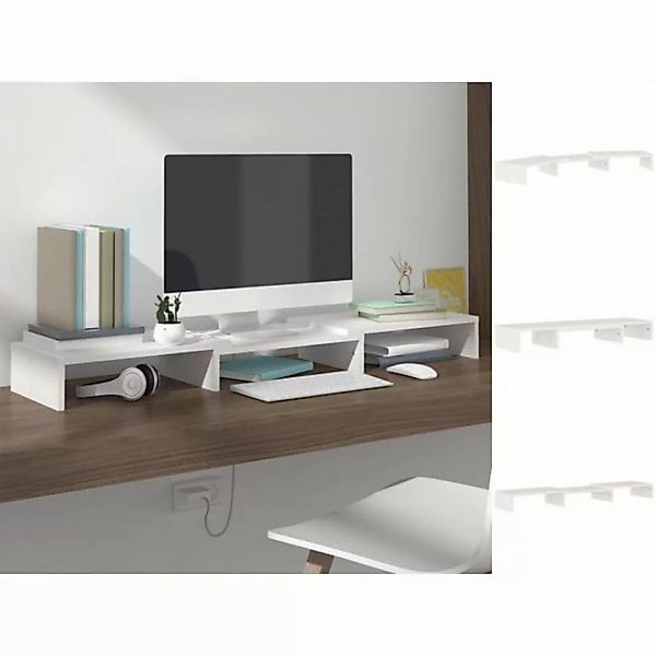 vidaXL TV-Schrank Monitorständer Weiß 80x24x10,5 cm Massivholz Kiefer Displ günstig online kaufen