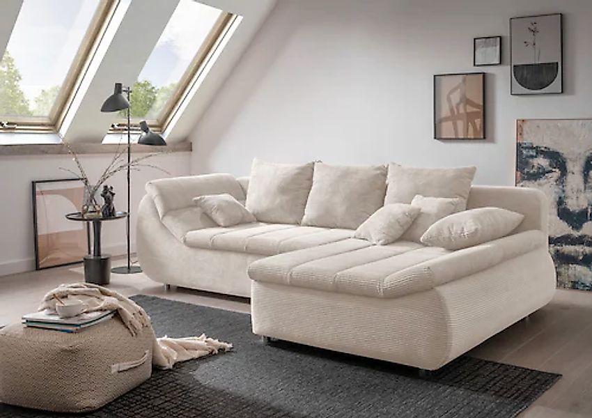 INOSIGN Ecksofa »Imola elegant und bequem, aktuelle Steppung im Sitz, L-For günstig online kaufen