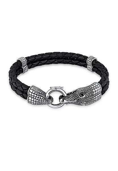 Kuzzoi Armband "Herren Lederarmband Krokodil 925 Sterling Silber" günstig online kaufen