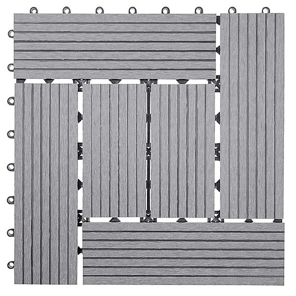 MCW WPC Bodenfliese Sarthe Holzoptik Balkon/Terrasse 11x Je 30x30cm - 1qm B günstig online kaufen