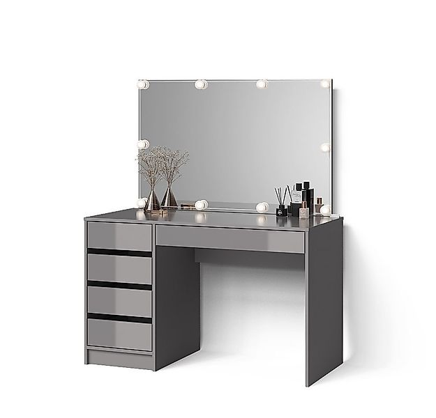 Livinity® Schminktisch Imola, Grau, 120 cm mit LED Beleuchtung (1-St) günstig online kaufen