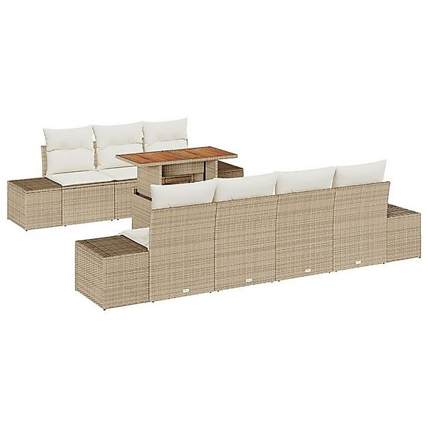 vidaXL Loungesofa 8-teiliges Garten Sofaset mit Kissen Beige Poly Rattan, 8 günstig online kaufen