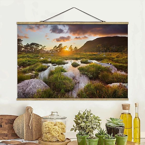 Stoffbild Landschaft mit Posterleisten - Querformat Tverrdalsbekken in Norw günstig online kaufen