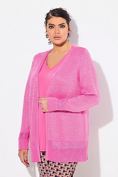 Ulla Popken Strickjacke Strickjacke V-Ausschnitt offene Form Langarm günstig online kaufen