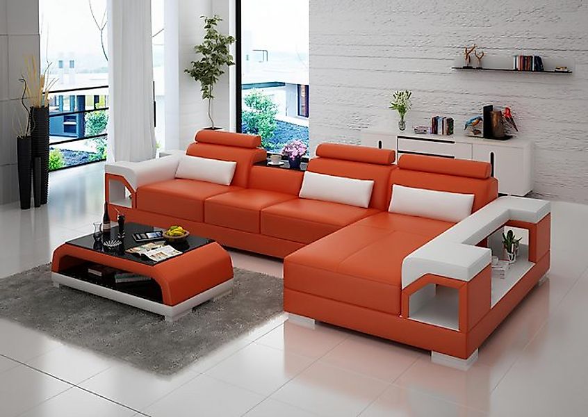 JVmoebel Sofa Ledersofa Couch Wohnlandschaft Ecksofa Eck Garnitur Design Mo günstig online kaufen