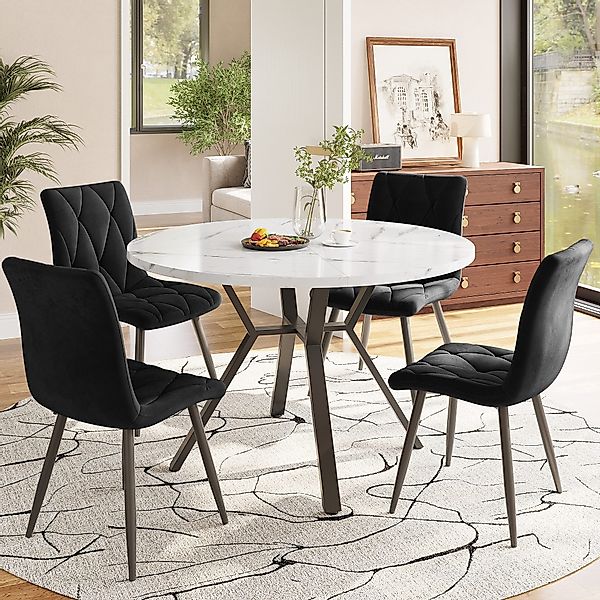 Flieks Essgruppe runder Esstisch mit 4 Stühlen Set, (Set, 5-tlg., 1 Tisch m günstig online kaufen