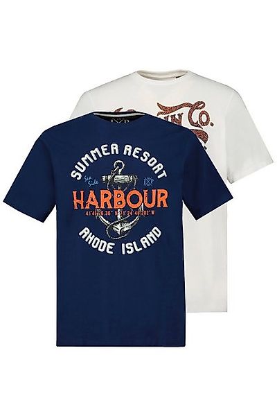 JP1880 T-Shirt T-Shirt 2er-Pack Rundhals Halbarm Anker Print (2-tlg) günstig online kaufen