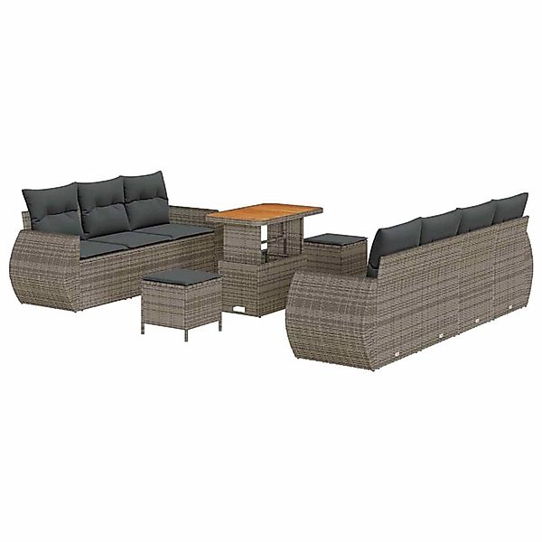 vidaXL Garten-Sofa-Set 10-Tlg Grau Poly Rattan 3361843 günstig online kaufen